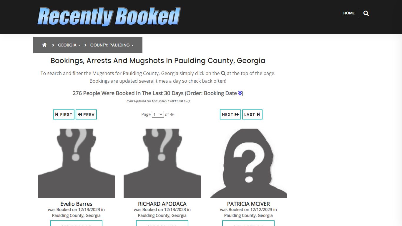 Bookings, Arrests and Mugshots in Paulding County, Georgia